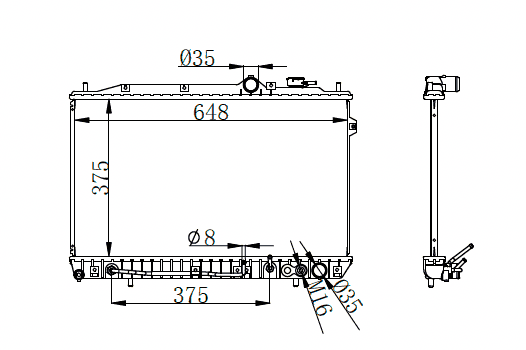 1990-1995 Hyundai Elantra Radiator